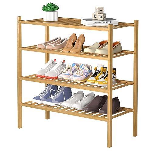 4-Tier Free Standing Stackable Bamboo Shoe Rack